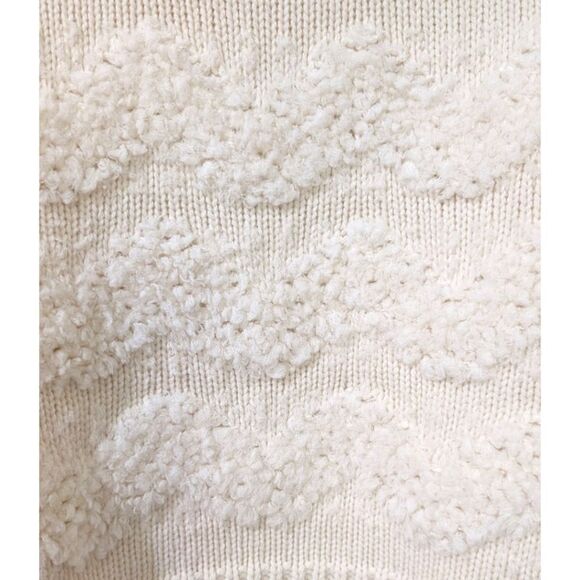 Monique Lhuillier Collection Textured Cream Turtleneck Boxy Cropped Sweater Sz M - Picture 3 of 4